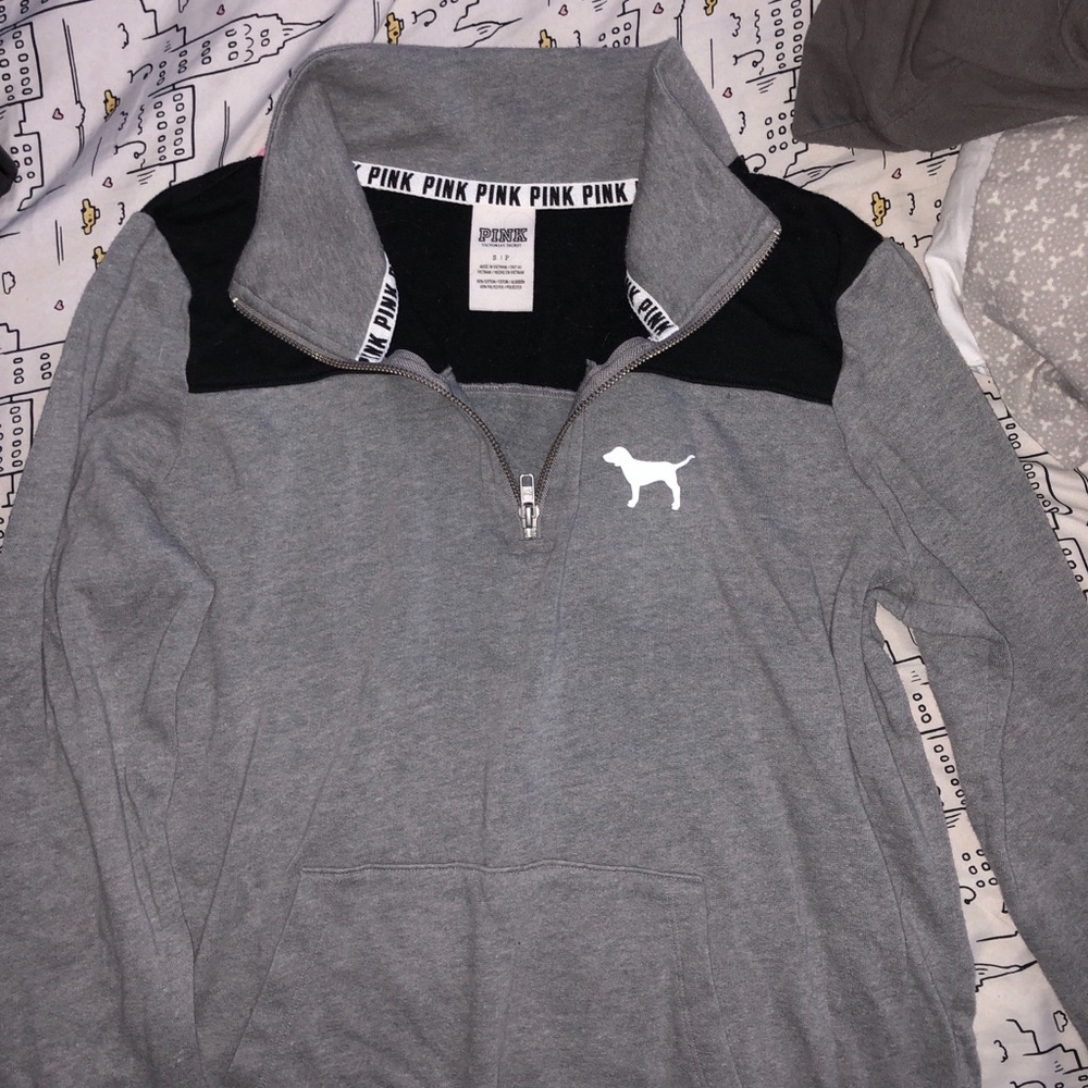 Gray Victoria’s Secret PINK Quarter Zip Sweater